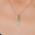 thumbnail image 3 of Gem Stone King 925 Silver and 10K Yellow Gold White Moissanite and White Lab Grown Diamond Pendant Necklace for Women | 0.60 Cttw | Gemstone Birthstone | Emerald Cut 6X4MM | With 18 inch Chain, 3 of 6