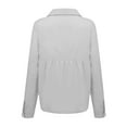 thumbnail image 3 of Capreze Women T Shirt Button Down T-shirt Solid Color Tee Casual Tunic Blouse Long Sleeve Tops Gray L, 3 of 6