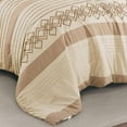 thumbnail image 6 of Chezmoi Collection Liliana King Bed in a Bag 7-Pieces Taupe Geometric 3D Embroidery Pleated Stripe Comforter Set with Sheets All Season Bedding Set, King, 6 of 9
