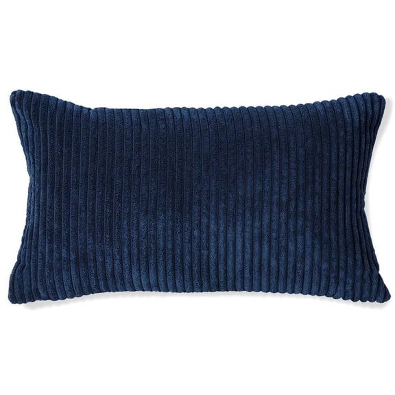 Corduroy Pillow Cover 12x20 Inch, Cozy Striped Decorative Oblong Throw Pillow Cover Case, Super Soft Cushion Cover for Sofa, Couch, Bedroom, Car, Office, Home Decor, Navy Blue