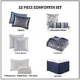 thumbnail image 4 of 12-Piece Queen Comforter Set - Navy Jacquard Paisley with Cotton Sheets, Includes Shams & Bedskirt, 4 of 11