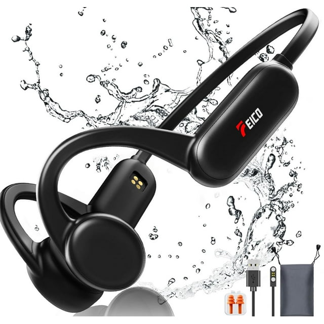 Auriculares de conducción ósea FEICO Bluetooth 5.3 32GB IP68 negros
