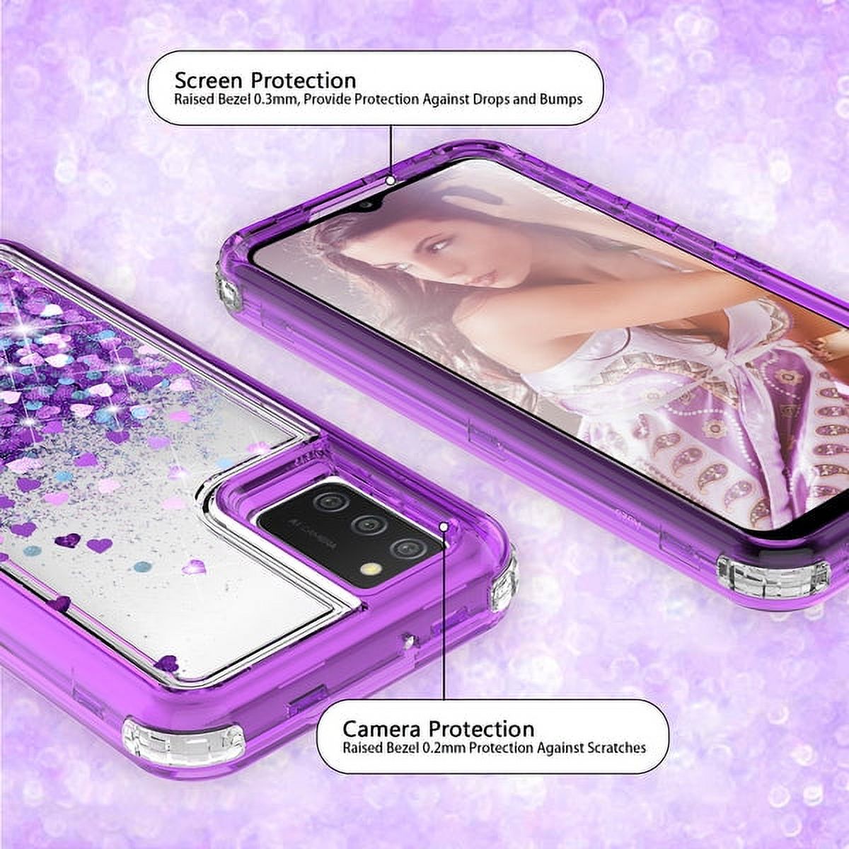 Galaxy S21 Plus Case,Samsung S21 Plus Case Liquid Glitter Waterfall Shock Proof Phone Case Cute Girls Women for Samsung Galaxy S21 Plus Case - Purple - image 3 of 7