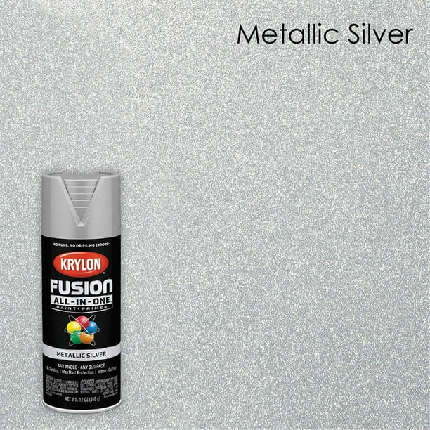 Krylon Fusion AllInOne Spray Paint, Metallic Silver, 12 oz.