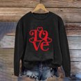 thumbnail image 2 of Gibobby Sudadera con forro polar Mujer Camiseta estampada de talla grande con estampado del día de San Valentín para mujer Top informal de manga larga (Negro, XL), 2 of 4