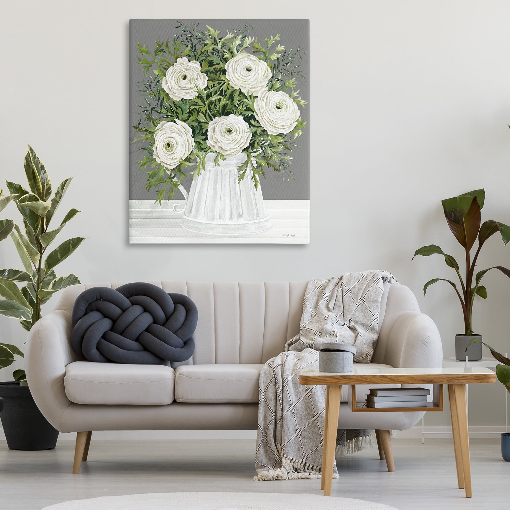 Stupell Industries Peonies in Country Vase Botanical & Floral Painting Gallery Wrapped Canvas Art Print Wall Art, 36 x 48