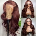 thumbnail image 5 of Reddish Brown Synthetic Lace Front Wig 20-30" Long Body Wave Copper Red Brown 13X1 T Part 13X4 Lace Wigs for Women Pre Plucked with Baby Hair, 5 of 6
