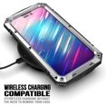 thumbnail image 2 of Estuche de metal para iPhone 14 Pro, carcasa resistente de aluminio de grado militar con soporte de metal, protector de pantalla, carcasa completa a prueba de caídas y golpes, color plateado, 2 of 8