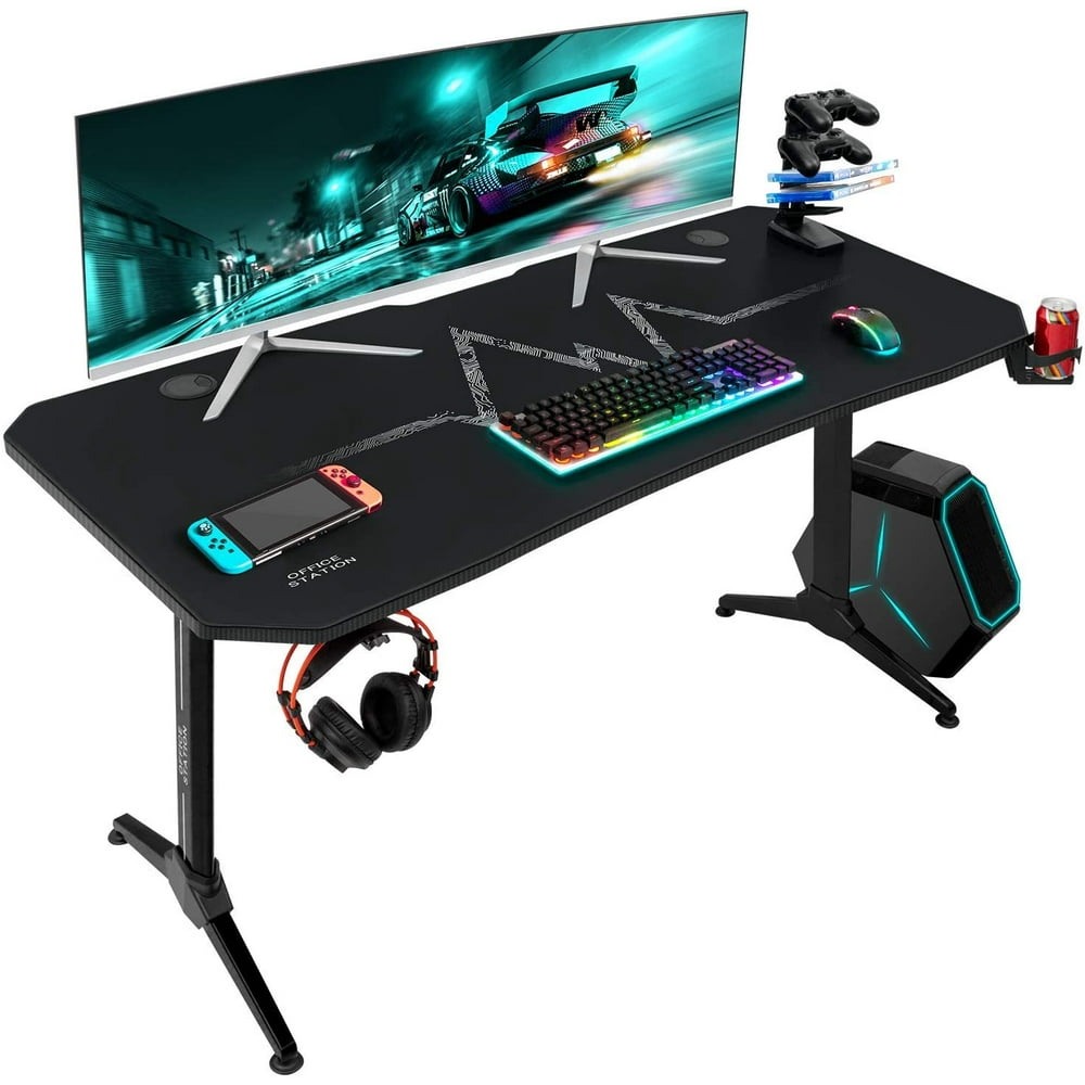 Walnew 55 Inches Yshaped Metal Frame Computer Gaming Desk with Cup