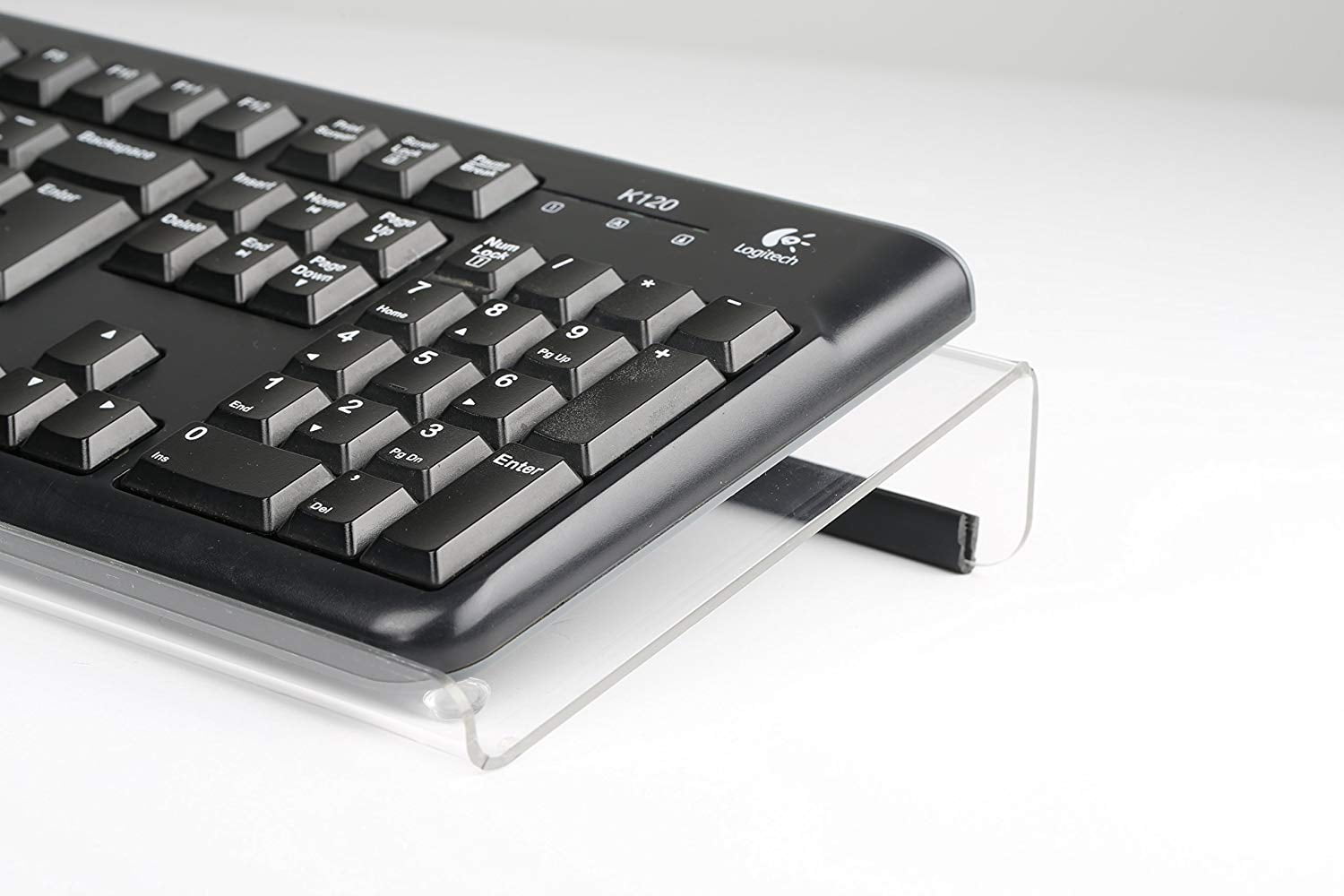 M&T Displays Tilted Ergonomic Computer Keyboard Stand with Rubber Strip Clear Acrylic Clear Riser for Computer Work, Gaming and Typing,Universal Elevated Stand