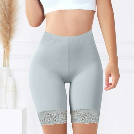Daznico Womens Ice Silk Seamless Safety Pants Boxer Plus Size Lace Undershorts Women s Anti- Leggings Lace Underwear for Women-Grey-3XL