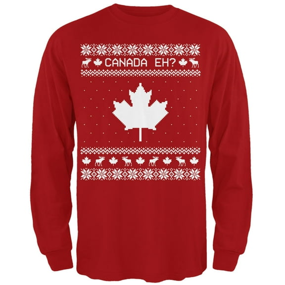 Old Glory Mens Canadian Canada Eh Ugly Christmas Sweater Long Sleeve T Shirt