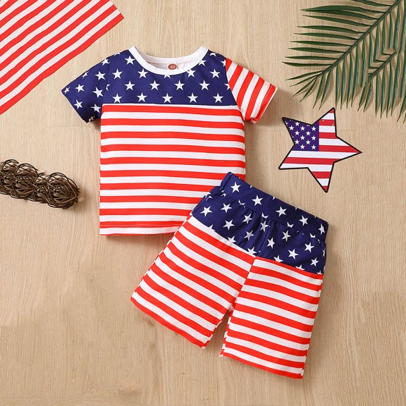 Herrnalise Baby Girls Boys 4th of July Outfit American Flag Tee Romper Short Pants Infant Independence Day Clothes Set 1-6T