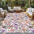 thumbnail image 2 of Watercolor Floral Outdoor Rug for Patio/Deck/Porch, Non-Slip Large Area Rug 6 x 9 Ft, Spring Flowers Plants Modern Rustic Indoor Outdoor Rugs Washable Area Rugs, Reversible Camping Rug Carpet Runner, 2 of 8