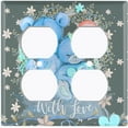 thumbnail image 2 of Metal Light Switch Wall Plate Outlet Cover (2 Teddy Bears Blue With Love Heart Balloon Flower - Double Duplex), 2 of 2