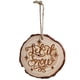 thumbnail image 1 of Adornos de madera para árbol de Navidad con cuero • Colgantes redondos tallados • Juego de 12 piezas • Decoración rústica del hogar • Manualidades en madera ecológicas, 1 of 3