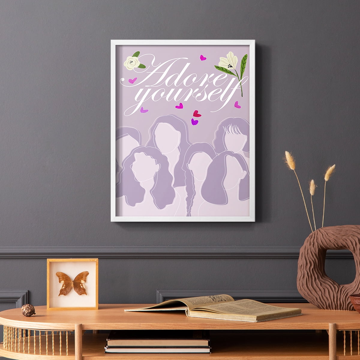 Happy Galentine's Day Collection B Framed Print in White Solid Wood Framed Print No Nail Hanging