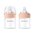 thumbnail image 2 of Yooforea Silicone Coated Glass Baby Bottle, 0M+ Slow Flow Nipple I Anti-Colic, Wide Neck, Stable Base I Medical-Grade Silicone Coating Shatter Protection, BPA BPS PVC Free (2 Pack, 90 ML/3OZ-Honey), 2 of 5