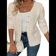 thumbnail image 2 of Suéteres para Mujer, Otoño Invierno, Cuello en V, Botones, Suéter, Chaqueta, Tops de Punto. Albaricoque M, 2 of 10