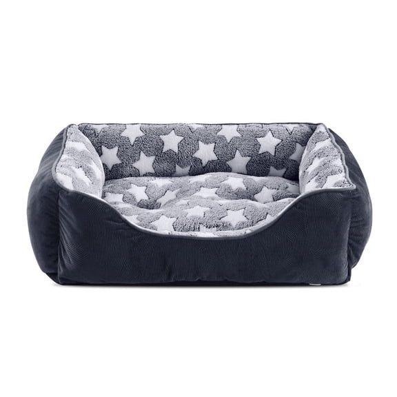 Washable Dog Beds for Medium Sized Dogs, Rectangle Pet Beds with Anti Slip Bottom, Cat Beds for Indoor Cats, Gray, 30"x24"x9"