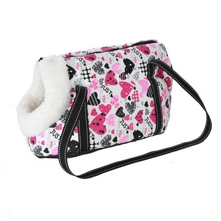 Classic Pet Carrier for Small Dogs Cozy Soft Puppy Cat Dog Bags Backpack Outdoor Travel Pet Sling Bag Chihuahua Pug Pet Supplies (heart with fur S 40 x 18 x 20 CM)