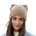 thumbnail image 2 of D-GROEE Women Cat Ear Beanie Hat Wool Braided Knit Trendy Winter Warm Cap, 2 of 8