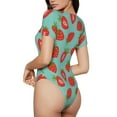 thumbnail image 3 of Naloa Hand Drawn Strawberry Women's Short-Sleeved Onesie, One-Piece Swimsuit for Parties, dates, clubs - Medium, 3 of 9