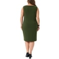 thumbnail image 3 of Agnes Orinda Women's Plus Size Sheath Dress Sleeveless Boat Neck Casual Straight Pencil Work Dresses 3X Army Green, 3 of 6