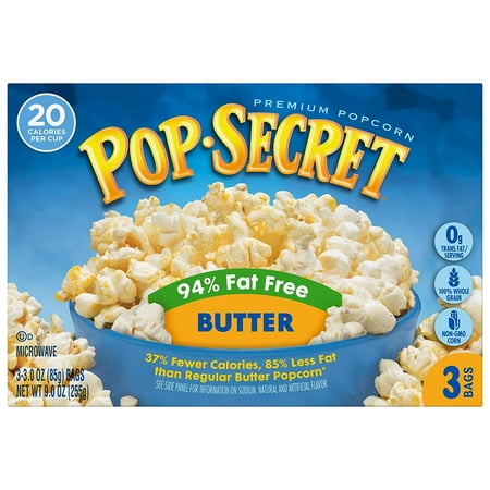 (4 Pack) Pop Secret Microwave Popcorn, 94% Fat Free Butter, 3 Oz, 3