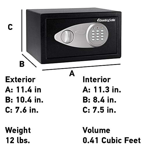18w x 16d x 9h Black Sentry Safe X041E Electronic Lock//Card Swipe Security Safe 1.1 ft3