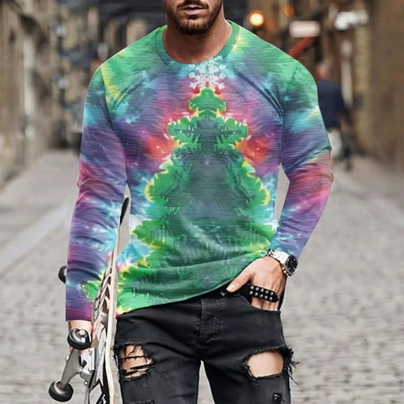 WXLWZYWL Men's Sweatshirts No Hood Plaid Christmas Printed Casual Party Tops Winter Long Sleeve Shirts Round Neck Loose Sweatshirt