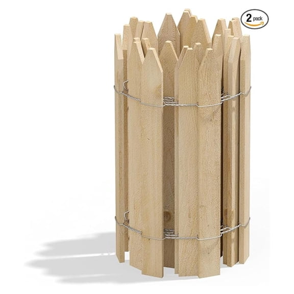 Greenes Fence Cedar Wood Garden Picket Fence 16" H x 8' L (2-Pack, 16' Total)