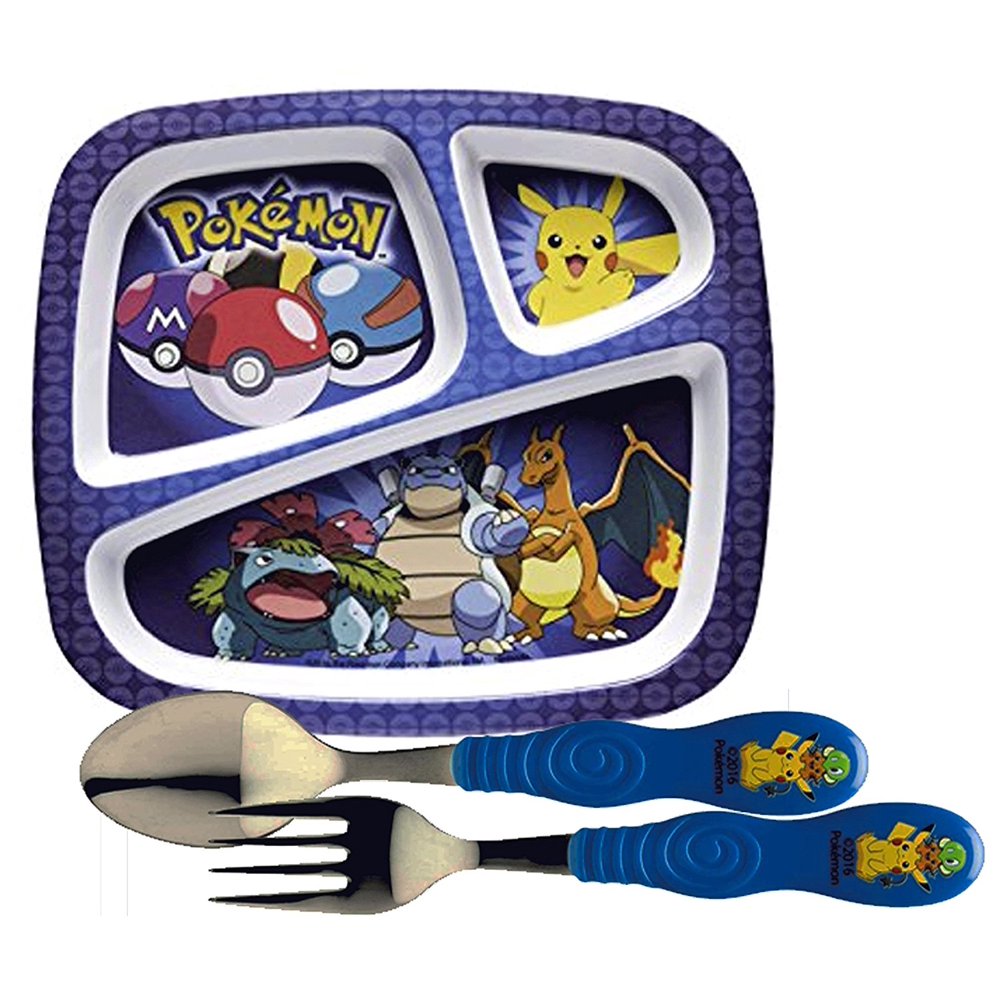 ! Designs Kids Dinnerware Set Includes Sectioned Plate, Fork & Spoon