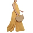 thumbnail image 2 of Gzhioc   Women Sleeveless Halter Jumpsuit with Wide Leg Solid Color Backless Cool Summer Clothing,S/M/L/XL, 2 of 4
