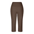 thumbnail image 6 of OWMEOT Capri Pants for Women Crossover High Waist Wide Leg Capris Baggy Casual Work Crop Pants Yoga Capris with Pockets, 6 of 7