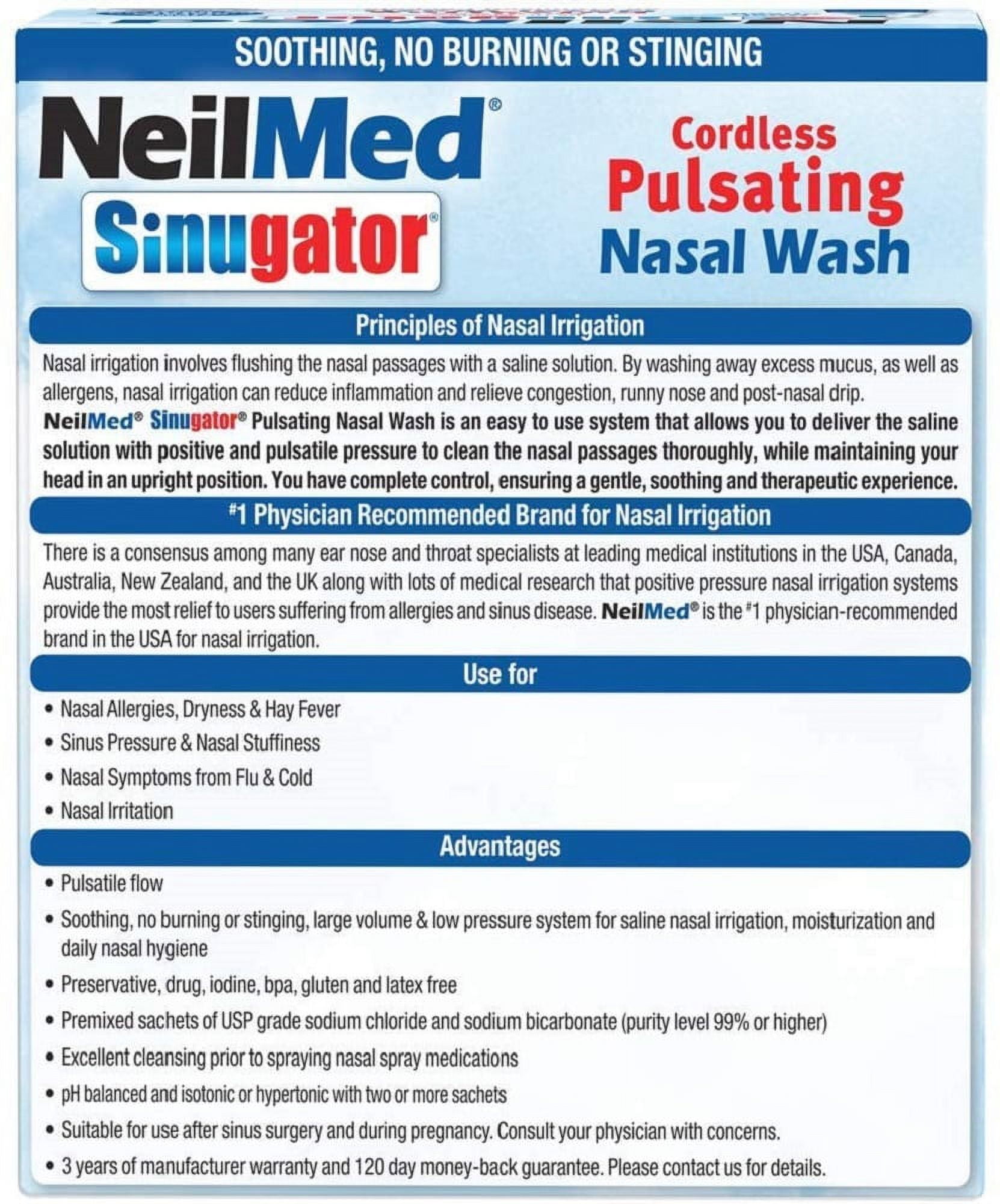 NeilMed Sinugator Pulsating Nasal Wash Kit, Nasal Irrigation, Reduces Inflammation and Relieve Congestion, Soothes Nose | 1 Each