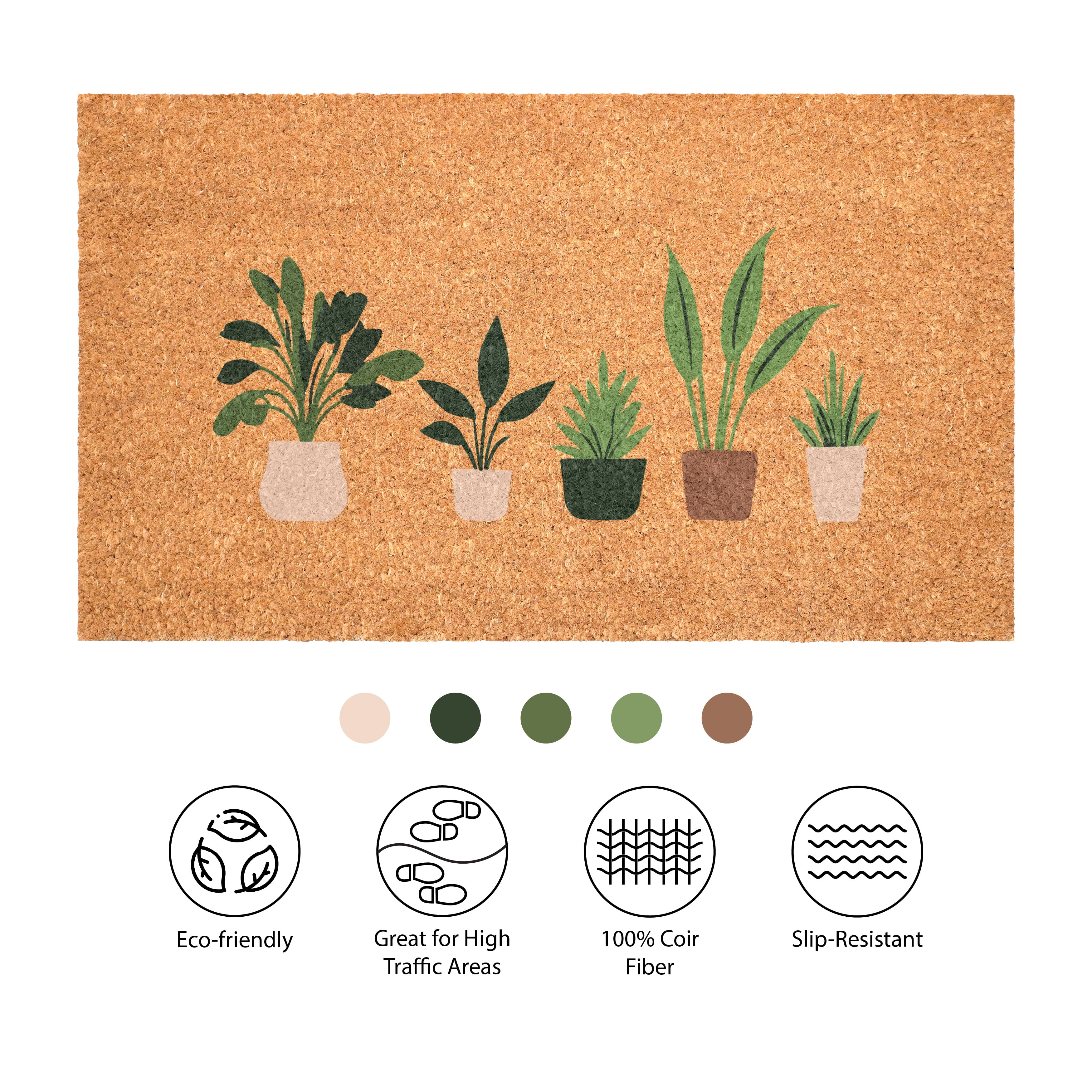 Simply Potted Non Slip Vinyl Backing, Front Door Mat, Entryway Door Mat, 17"x29"