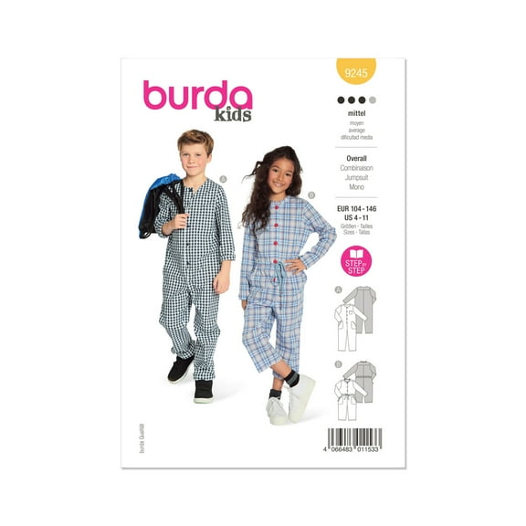 Burda Style Sewing Pattern 9245 - Children's Jumpsuit, Size: A (4-5-6-7-8-9-10-11)