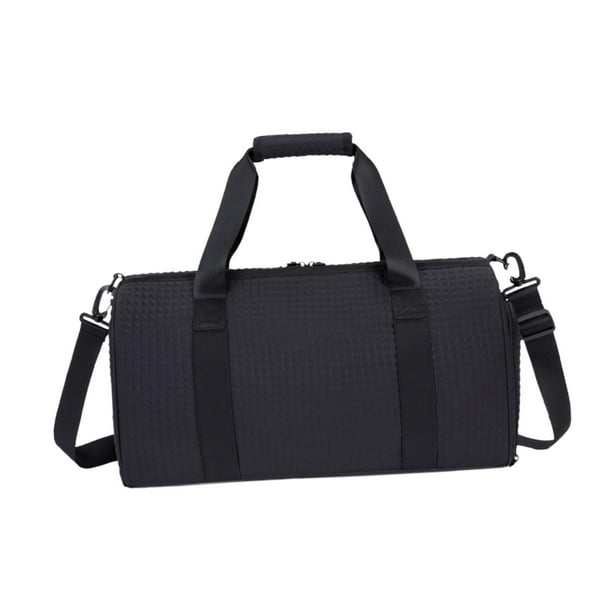 Bolsa de viaje, bolsa de lona para gimnasio, bolsa de lona con funda para carrito y bolsillo para artículos húmedos, bolsa de hombro, bolsa de fitness Negro