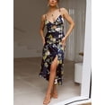 thumbnail image 2 of Vestido midi satinado floral con lazo delantero y espalda descubierta Fashionme, 2 of 6
