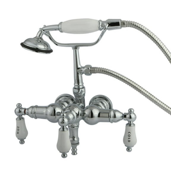 Elements Of Design Dt0201cl Triple Handle Wall Mounted Clawfoot Tub Filler - Chrome