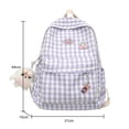 thumbnail image 4 of Mochilas de moda para estudiantes universitarios a cuadrosescolar con colgante de muy buen gusto (púrpura) Likrtyny Para Estrenar, 4 of 4