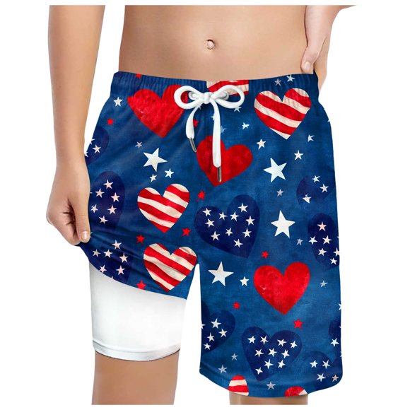TTUHYWXI Maillot de Bain Garçon avec Doublure de Compression Extensible 4 Directions Séchage Rapide Short de Plage pour Tout-Petit (Bleu Foncé-2, 10-13 Ans)