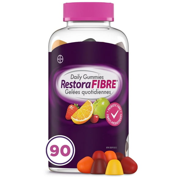 RestoraFIBRE Daily Prebiotic Fibre Gummies – for Men & Women, Naturally Sourced Inulin, Supports Regularity & Digestive Health, 6 Fruit Flavors 90ct