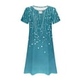 thumbnail image 5 of GaThRRgYP Women's Boho Tiered Short Sleeve Dress,Women Summer Casual Leaf Sleeves Hollow Neckline Design Dress Long Skirt Navy S, 5 of 5