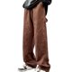 thumbnail image 3 of Hombres Pantalones De Pierna Recta Poliéster Pierna Ancha Pantalones Sueltos Letra Impresa Vintage Casual Jeans Marrón L, 3 of 8
