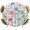 Sky Blue Pink Light Gray, variant on Elastic Fitted Round Tablecloth, Spring Floral Waterproof Stretch Table Cover for 45"-54" Tables, Pink Blue Flowers Butterfly Rustic Washable Outdoor Tablecloths for Patio, Picnic, Camping