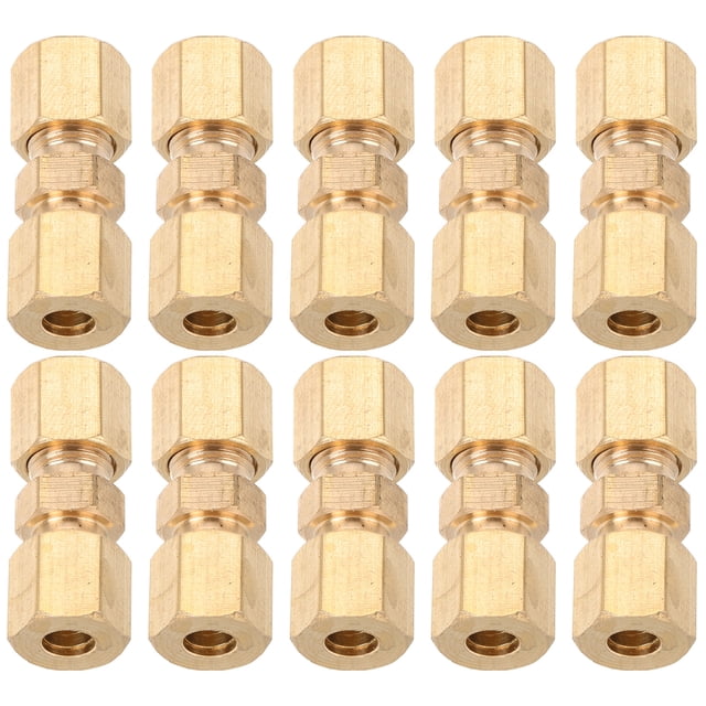 KAKOWELY pipe compression fitting 10pcs Brass Brake Line Fittings Brass Compression Fittings Brake Line Compression Fittings Brake Line Connectors Brake Line Couplers Brass Brake Line Adapters