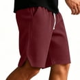 thumbnail image 2 of TKKCS Mens Waffle Knit Casual Shorts- Split Hem Breathable Elastic Wasit Drawstring Loose Fit Summer Daily Wear Lounge Shorts Red Size L, 2 of 7