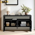 thumbnail image 2 of GZXS 60" Modern 4-Door Sideboard Buffet Cabinet with Open Shelf, Large Storage Console Table for Entryway, Foyer, Living Room, Black, 2 of 9